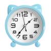 Non-Ticking Analog Clock Cat Ear Alarm for Kids, Silent Metal Cartoon Desk Clock, Battery Powered Home Office Decor