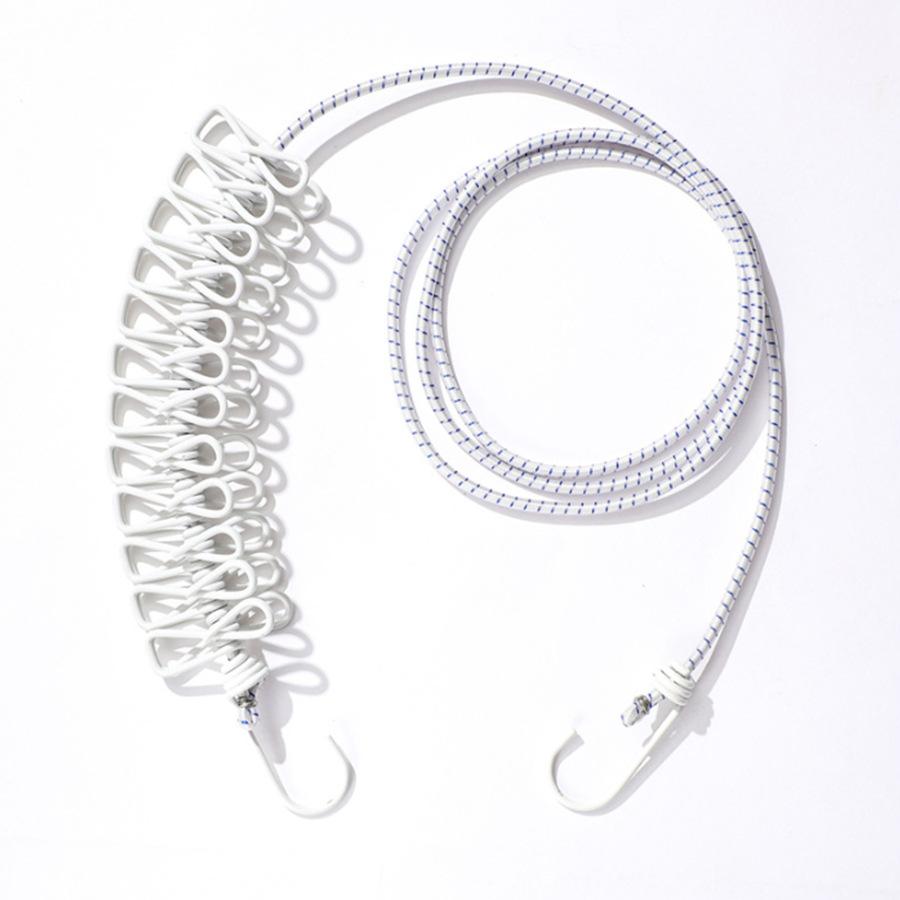 Corde à linge portable avec 12 pinces à linge, Corde à linge de voyage extensible rétractable élastique pour blanchisserie dans le jardin