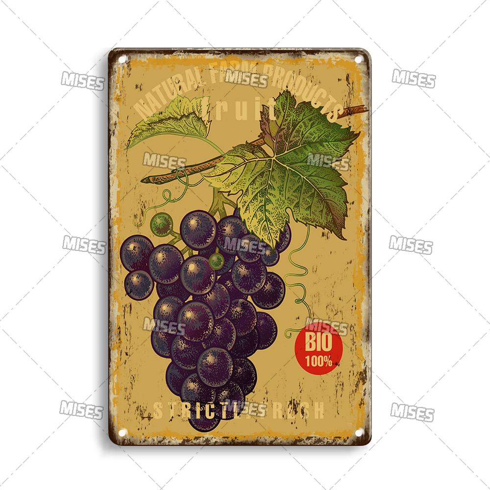 MISES Fruit And Vegetable Metal Poster Decorative Plate Kitchen Vintage Poster Home Bar Farm Industrial Decor Metal Tin Sign