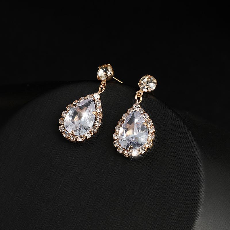2026 Rhinestones Zircon Necklace Earrings Two-piece Bridal Wedding Dress Necklace Dinner Banquet Accessories