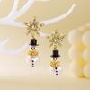 Pearl Snowman Earrings Rhinestone Xmas Dangle Earrings Christmas Earrings  New Year Ear Gift
