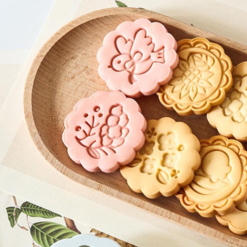 8PCS Flower Shape Cookie Molds Manual Press Cake Moulds Convenient Biscuit Dessert Making Tool for Baking Enthusiasts