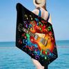 Neon Guitar Melody Beach Towel, Super Soft Microfiber, Gift for Her/Him, Birthday, for Pool, Beach, Travel, Home Decor Fan Gifts