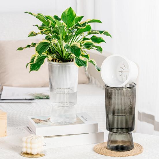 Self Watering Planter Pots African Violet Pots for Indoor Outdoor Windowsill Garden Modern Plastic Plant Pot with Wick Rope And Reservoir