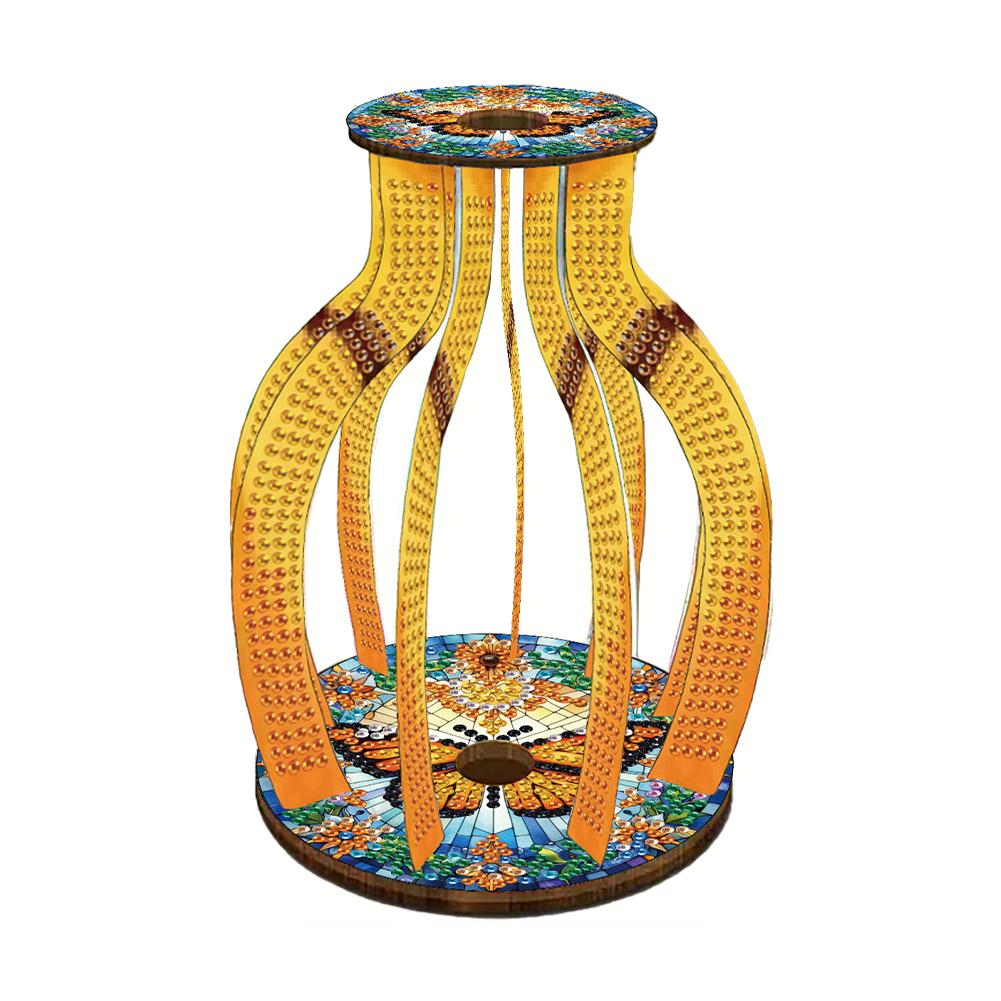Acrylic Wood Colorful Pattern Diamond Mosaic Rhinestones Vase Diamond Painting 3D Vase Decor for Home Office Decor