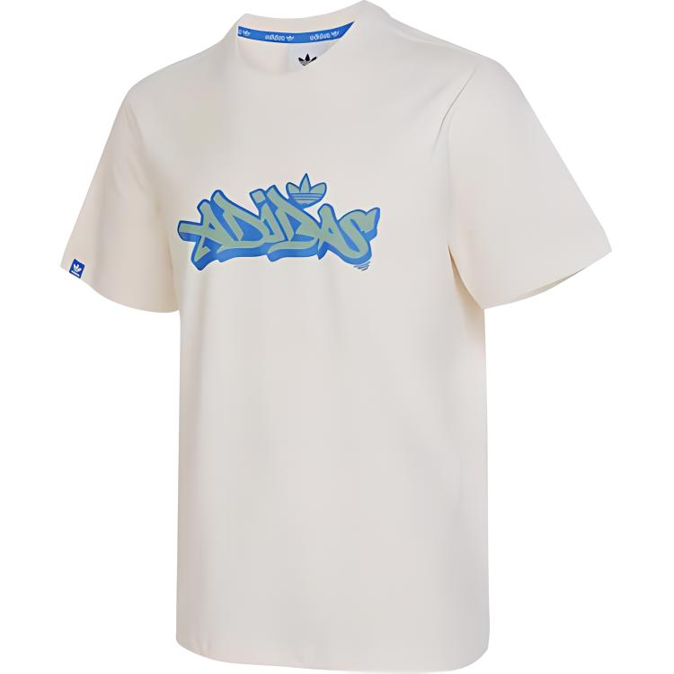 

Adidas Оригинальная универсальная модная футболка с круглым вырезом и коротким рукавом с принтом букв, мужские топы белого цвета JD1145 XL