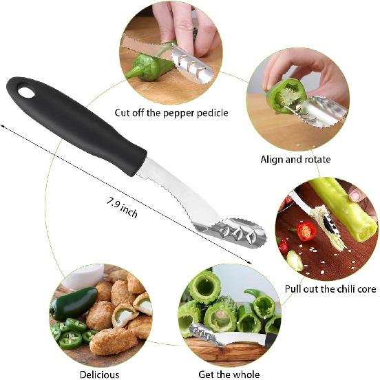 Openfly Vegetable Corer Tool, 6 Pcs Stainless Steel Fruit and Vegetable Corer Tools for Home Kitchen Cherry Pear Jujube Zucchini Chili
