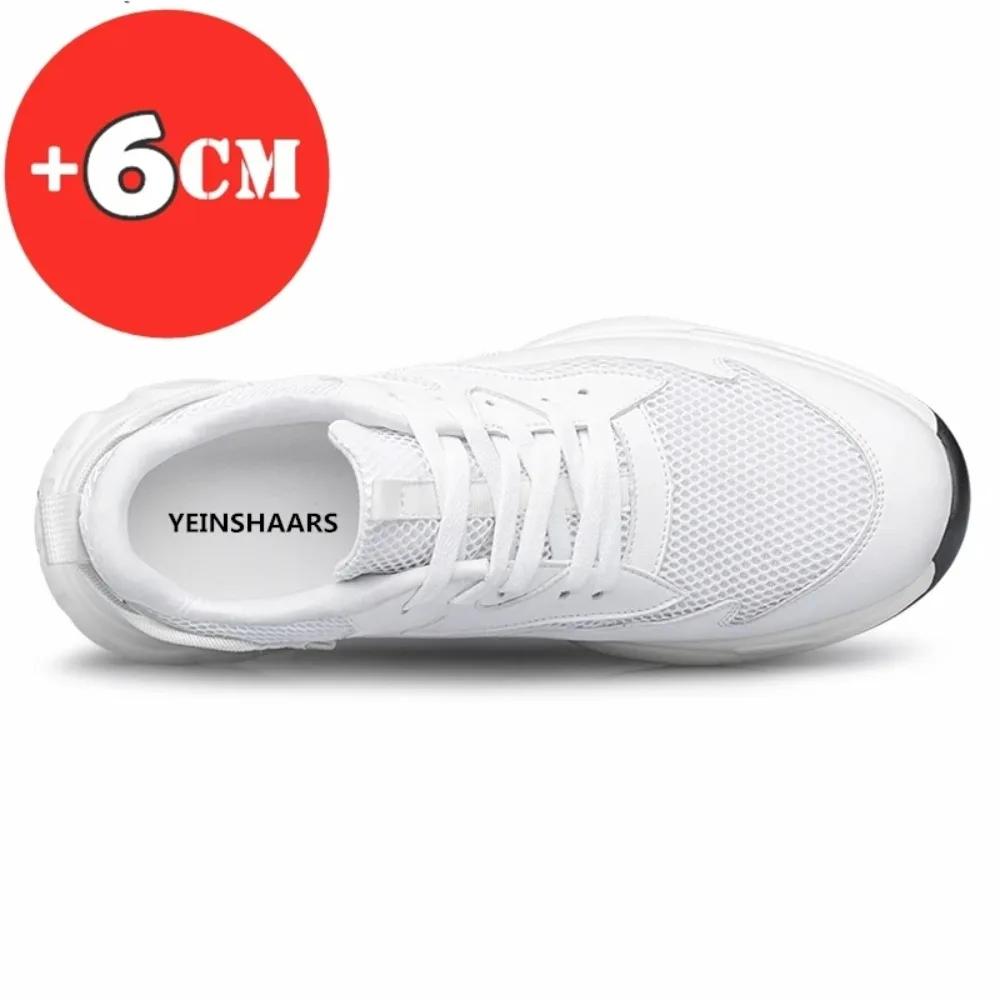 Foott Men's White Height Increase Shoes Fashion Sneakers Elevator Shoes Casual Comfortable Black Sport Shoes Insole 6Cm Taller Shoes Cm
