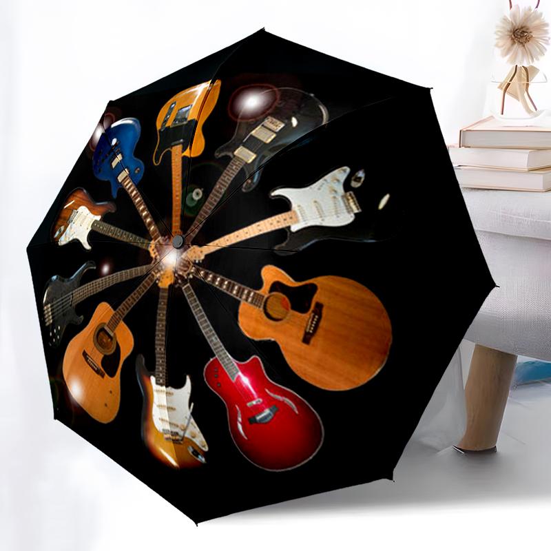Colorful Retro Guitar Umbrella Automatic Open/close, Iron Frame & 8-Rib Structure, Umbrella for Women & Men, Christmas Gifts