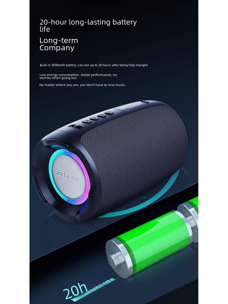 Boxă Bluetooth impermeabilă Fanatic S61: TWS, Subwoofer, Lumini Colorate, Interconectare Wireless, Design Compact