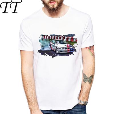 Drift Auto/Sonnenuntergang Stadt Auto Mode T-Shirt Herren Sommer klassisch Auto T-Shirt weiß Kreatives Design Oberteile Buchstabe Geh hart, oder geh nach Hause