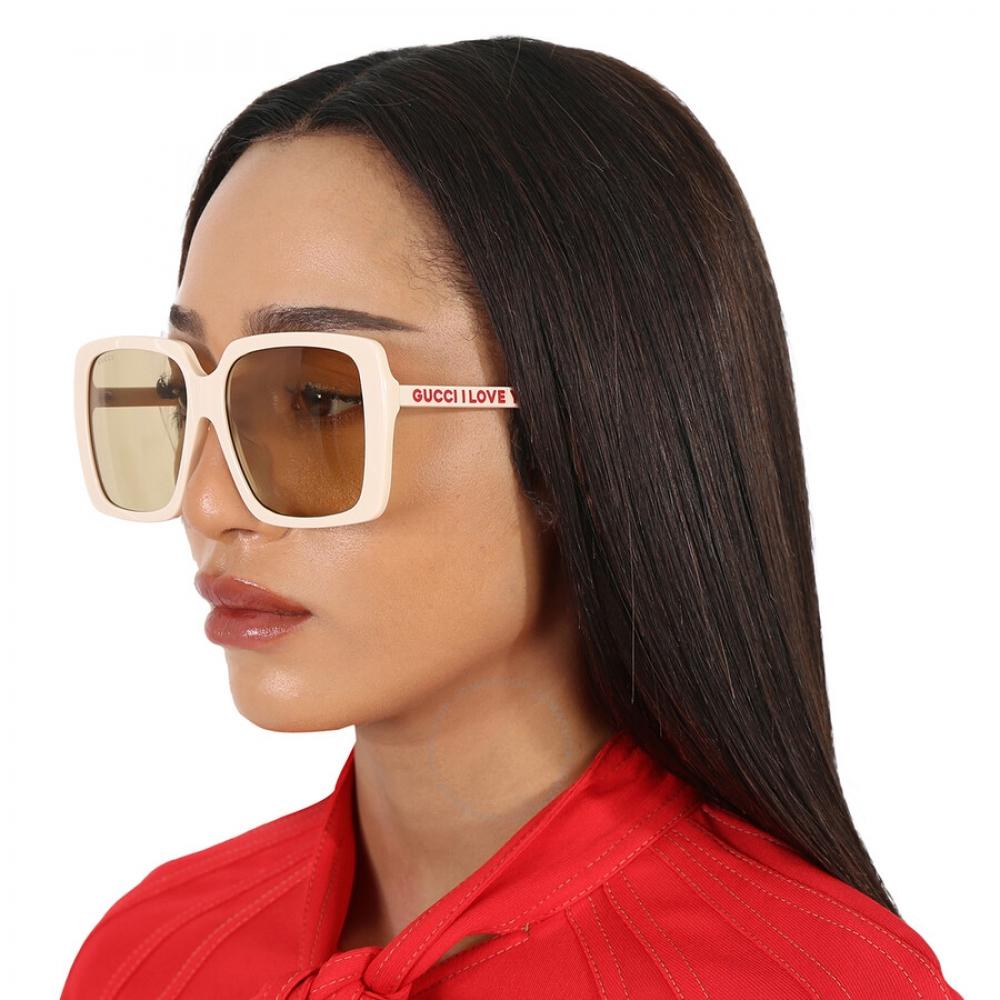 Gucci Brown Square Ladies Sunglasses Gg0567san 006 58