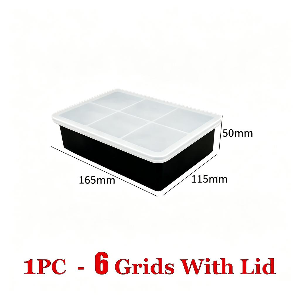 4/6/8/15 Grids Ice Cube Molds Food Grade Silicone Ice Cube Flexible Ice Molds with Lids Big Square Cubed Ice Trays for Whiskey 5