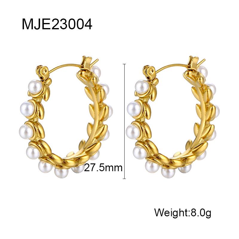 Elegant Pearl Zircon Earrings: Chic & High-End Stainless Steel Design for Women