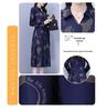 Elegant Floral Waist-Cinched Dress for Middle-Aged Women – Slimming Autumn/Winter Style