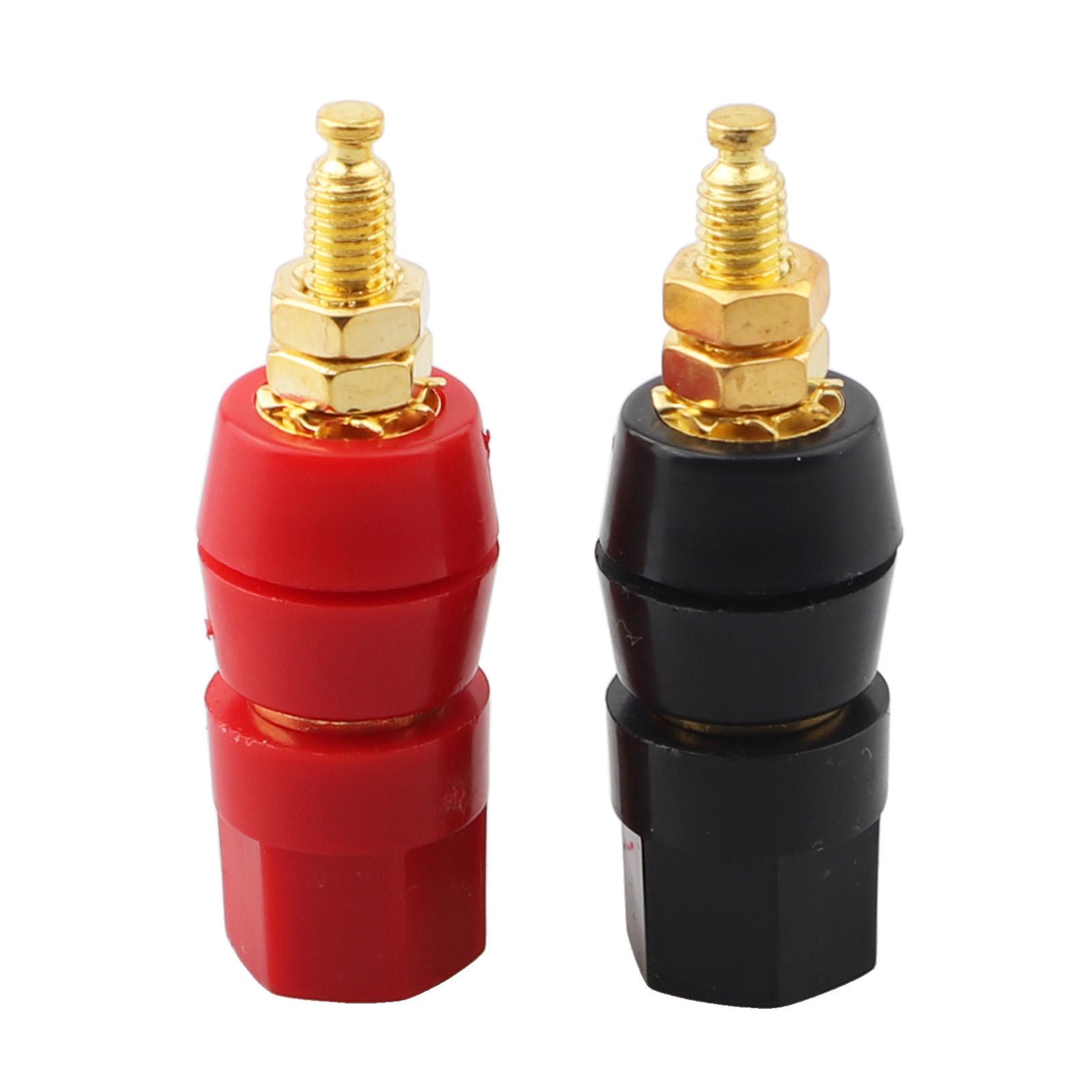 

1Pair 4mm Audio Speaker Binding PostTerminal Black Red For Banana Socket Adapter Hexagonal Single Connection Terminal Electrical