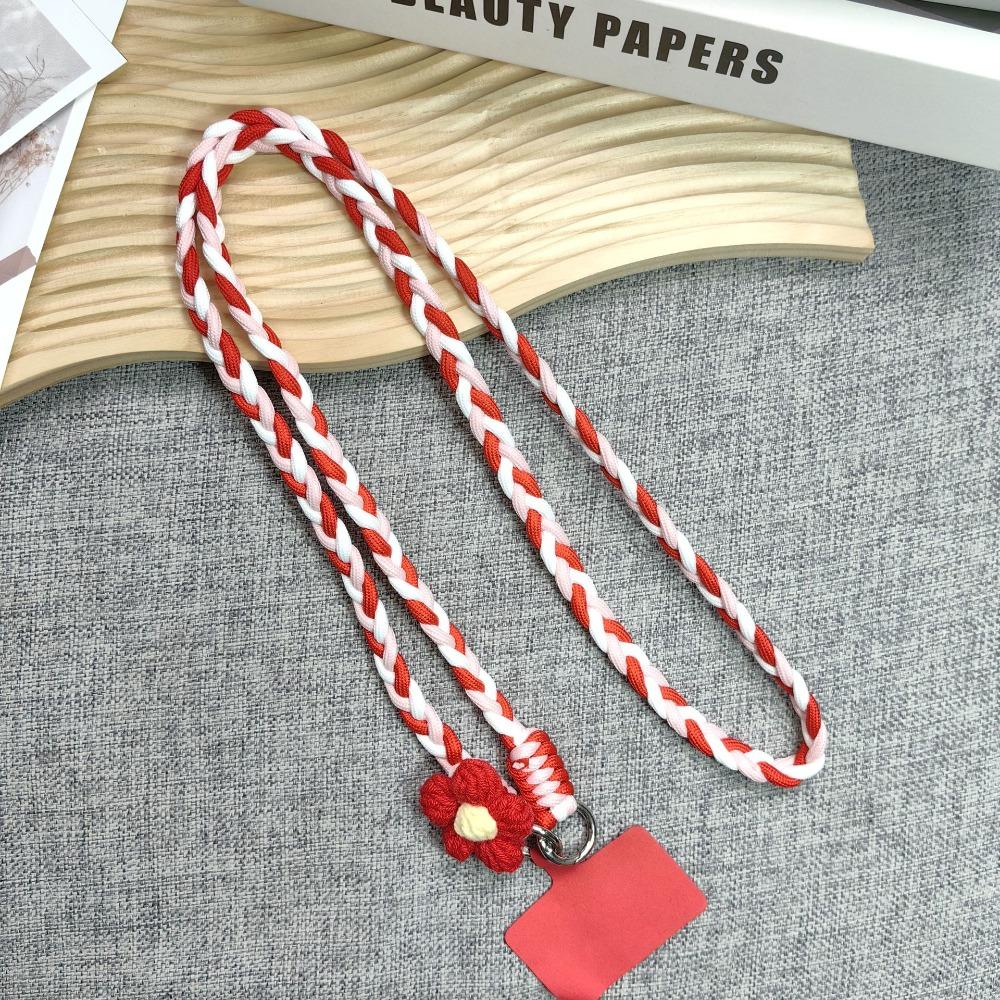 120cm Phone Holder Strap Flower Braided Hanging Rope Ins Mobile Phone Lanyard  Women
