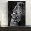 Charming Black Lion & Lioness Love Canvas Art - Frameless Wall Decor for Living Room, Bedroom, Home Office, Artistic Decoration