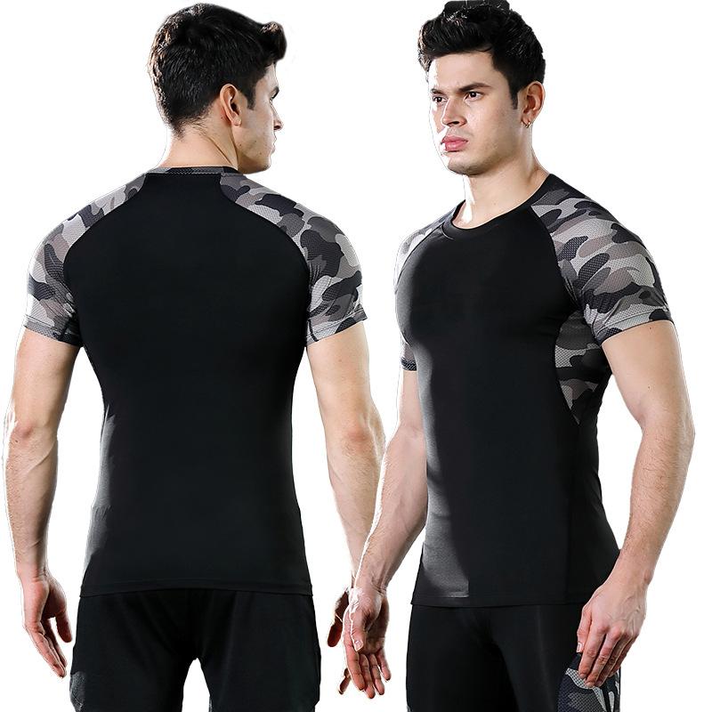 Men's Sports Quick-drying T-shirt Stretch PRO Tights Running Training Short-sleeved Fitness Wear