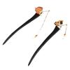 Cat Fishing Hanfu Hairpin Black Sandalwood Wooden Hair Stick Antique   for Women