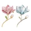 Magnolia Flower Brooch Zinc Alloy Faux Pearl Flower Lapel Pin Sweater Cardigan Coat Business Suit Decoration Men Women Clothing Accessories