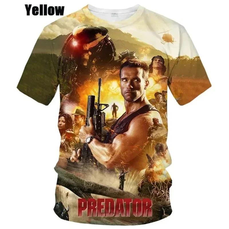 Predator 3d Graphic T-shirt Men's Summer Horror Movie Cool Print T Shirt Fashion Casual Neutral Alien Short Sleeved Harajuku Top