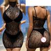 Super Sexy Backless Dress Fishing Net Mesh See Through Hollow Skirt Female Erotic Costume Fishnet Mini Short Skirt Sex Clothes