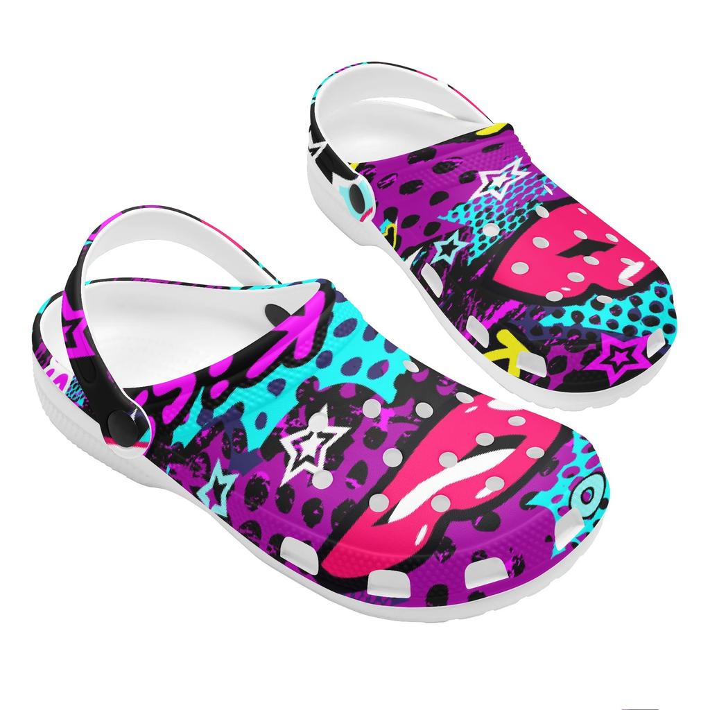 Printed EVA Beach Clogs Women Men Lightweight Breathable Slip On Garden Shoes Pool Bathroom Home Summer Sandals Garden Wear