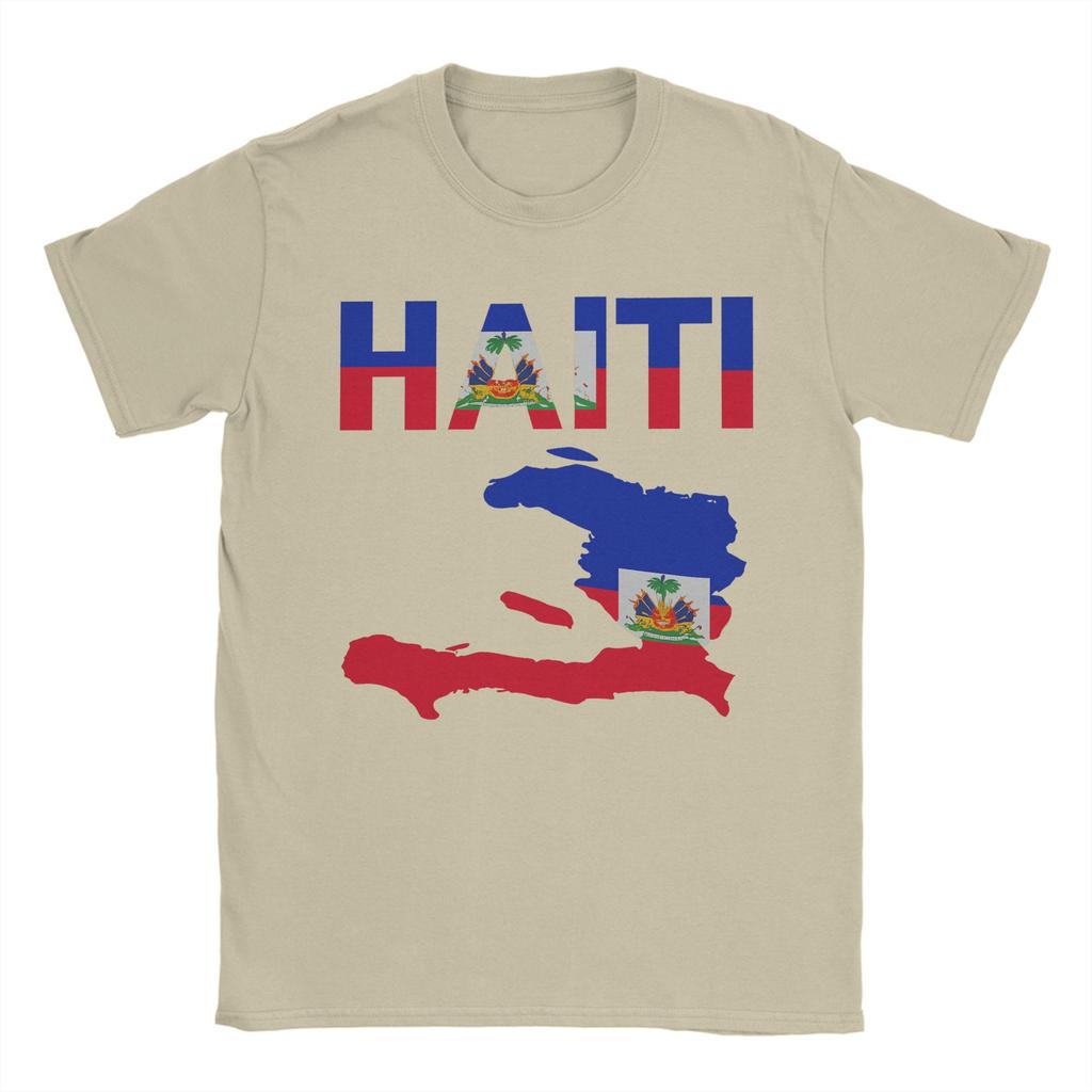 Herren T-Shirt Haiti Flaggentag von Haiti Vintage Baumwoll-T-Shirts Kurzarm-T-Shirts Rundhals-Oberteile Geschenkidee