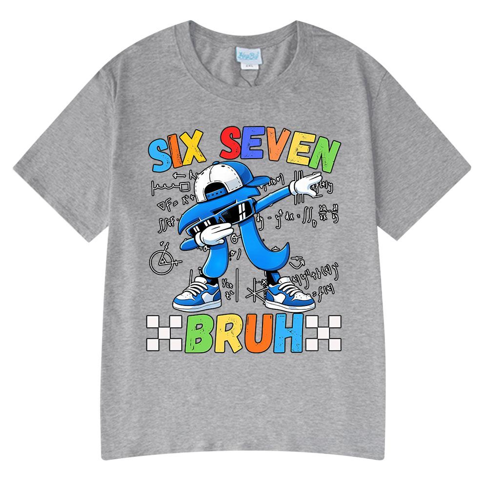 Six Seven Bruh Pi Day Dabbing Funny Cartoon Meme T Shirts Unisex Women Clothing Fashion Harajuku Cotton Casual Short Sleeve T-shirt