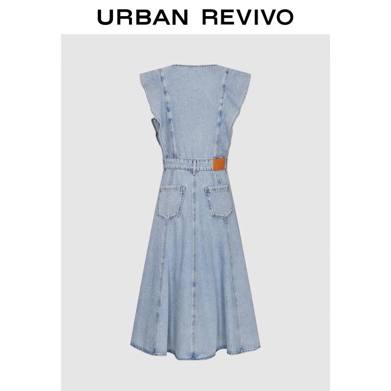 

UR 2025 Women s Retro Ruffle Denim Long Dress XL