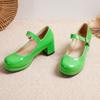 Fashion Elegant Medium Heels Lolita Mary Janes Shoes Women Straps Girls Fashion Red Yellow Heeled Pumps Party Dance Wedding Shoes Ladies