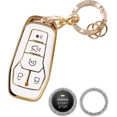 For Ford Key Fob Cover Compatible with Explorer Edge Mustang Fusion Titanium Lincoln MKZ MKC MKX 5 Buttons, Soft TPU Key Fob Case Shell Protector