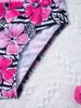 Kinder Mädchen 3-teiliger Badeanzug mit ärmellosem Oberteil und Shorts, Blumenmuster, Tankini-Badeanzug