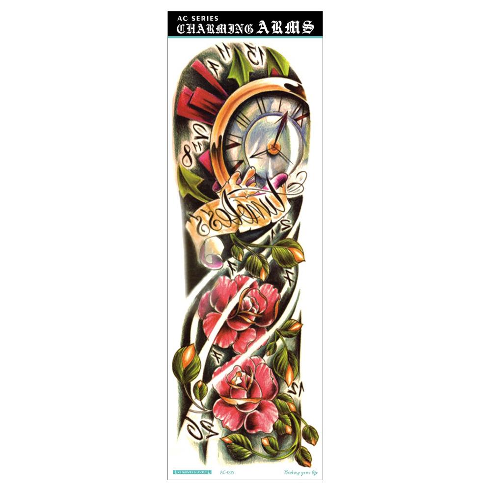 Waterproof Full Arm Tattoo Sticker - Trendy Floral Design