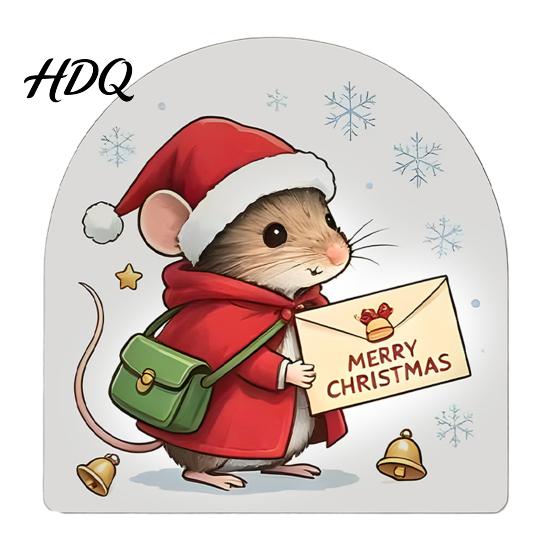 Seasonal Wall Decoration for Home Christmas Mouse Sticker PVC Waterproof Hole Decal Peel Winter Art And Stick Decor Holiday Party Festive