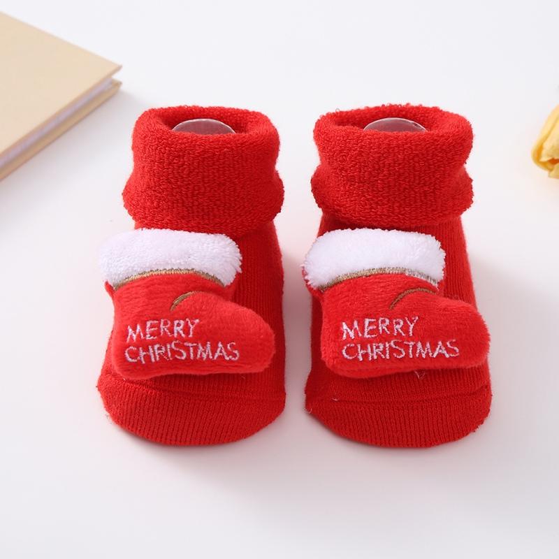 Kids Socks Non-slip Toddler Socks Warm Children's Socks Cartoon Christmas Style Socks for Boys and Girls