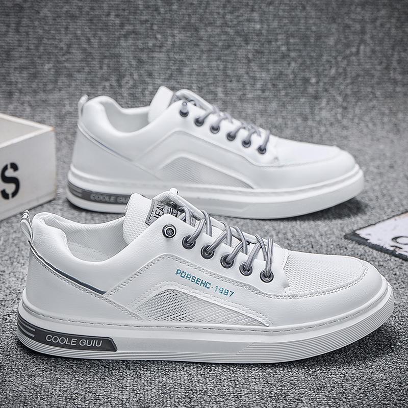 Men's Shoes New Hollow White Shoes Summer Breathable Sports Shoes Casual Korean Version Trendy Fashion Mesh Shoes Men's Board Shoes