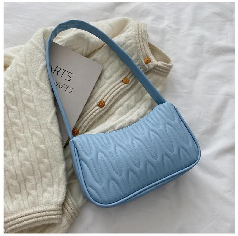 Pu Leather Fashion Ladies Shoulder Bag New Underarm Bag Solid Color Shoulder Small Square Bag Handbag Bolsos Para Mujer