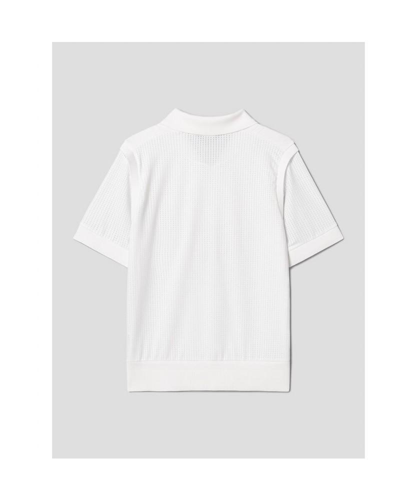 BEANPOLE GOLF [B_Under] Women'S Knit Hybrid Collar Short Sleeve T-Shirt - White