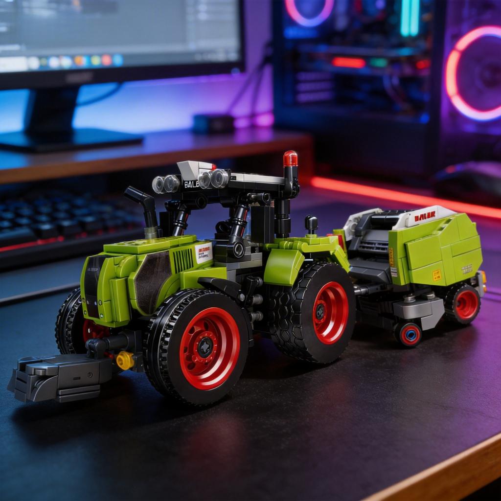Bauerntraktor mit Anhänger LKW Mähdrescher LKW Modellbaustein Set Praktische Werkzeuge für den Stadtbau Spielzeug Geschenk