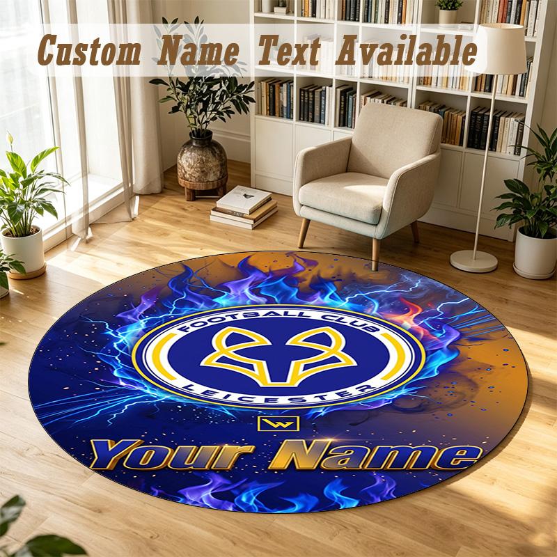 Round Rug Custom NameLeicester City Pattern Non Slip Carpet Home Floor Decor