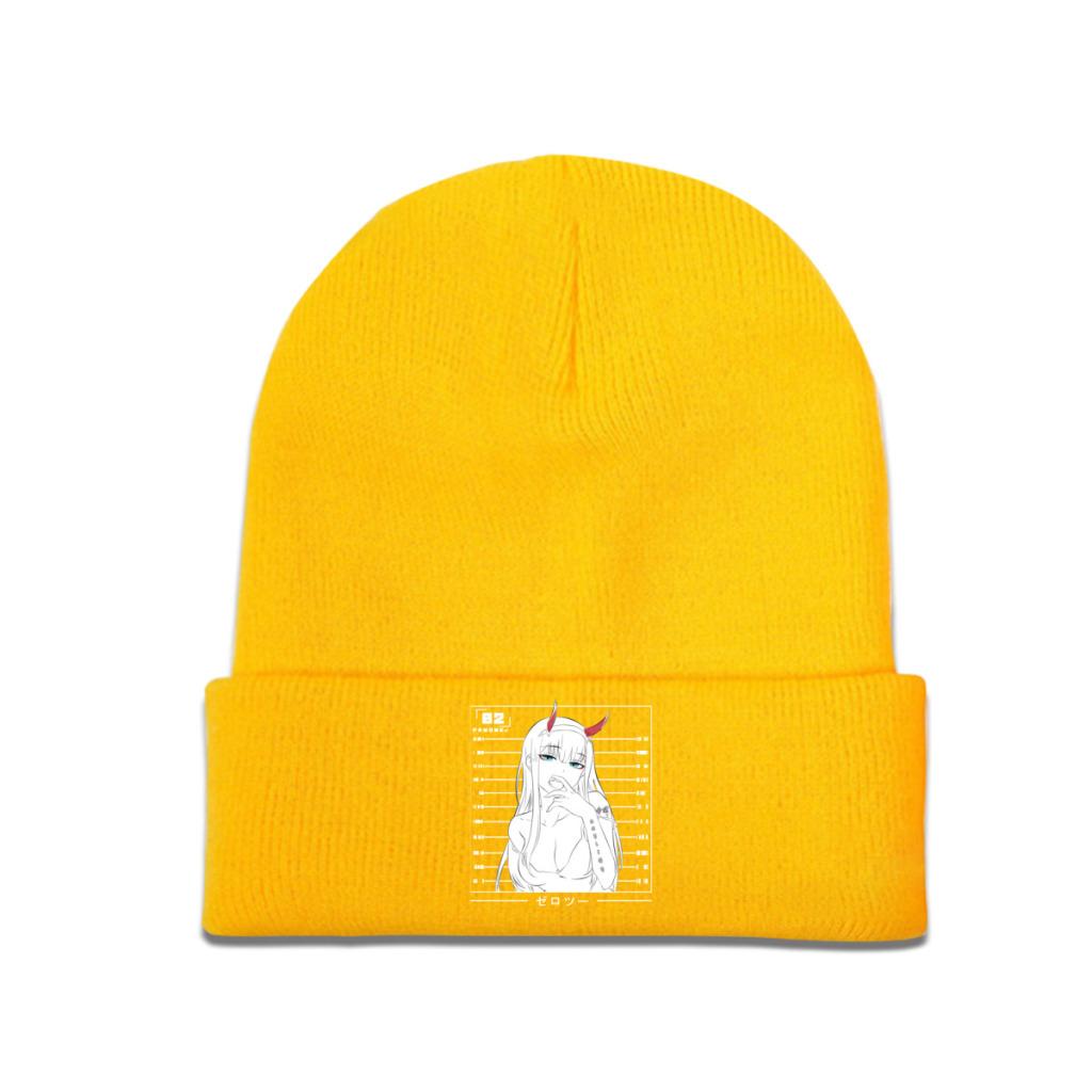 Zero Two Darling In The Franxx Knitted Caps Women's Unisex's Beanie Autumn Winter Hat Polyester Sexy Crochet Cap
