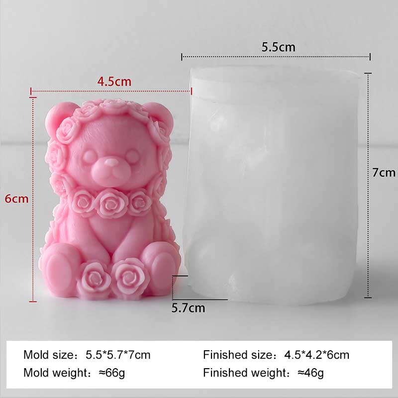 DIY Valentine's Day Rose Bear Silicone Mold Handmade Gift Scented Candle Gypsum Resin Mould Wedding Decor Candle Making Supplies