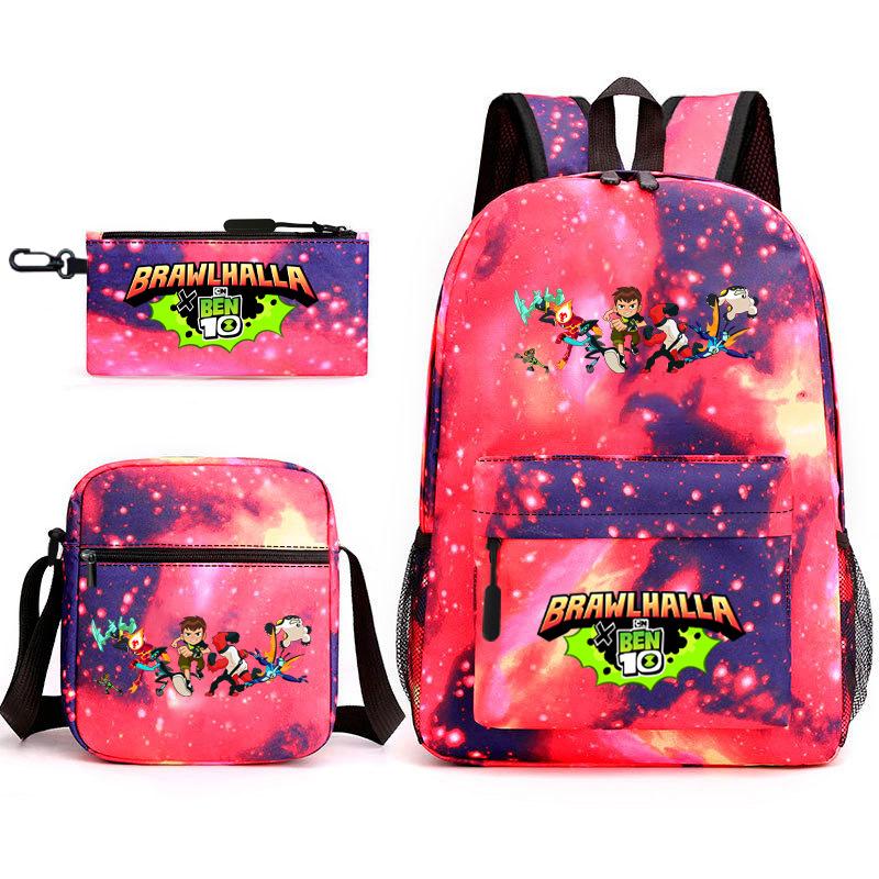 New Hacker Junior Starry Sky School Bag Three-piece Set 10 Heat Transfer Personalized Backpack Leisure Bag