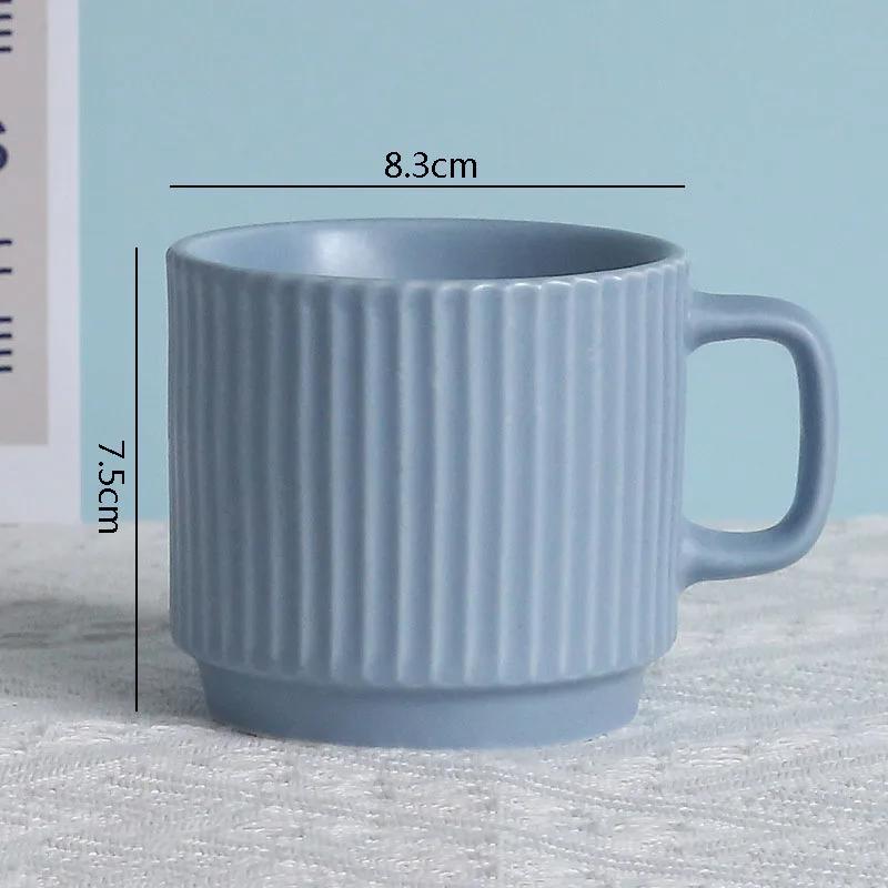 

Простий смугастий керамічний кухоль однотонний кухоль для кави офісна чашка для напоїв чашка для соку чашка для молока сімейні чашки для сніданку чашки для чаю 260ML