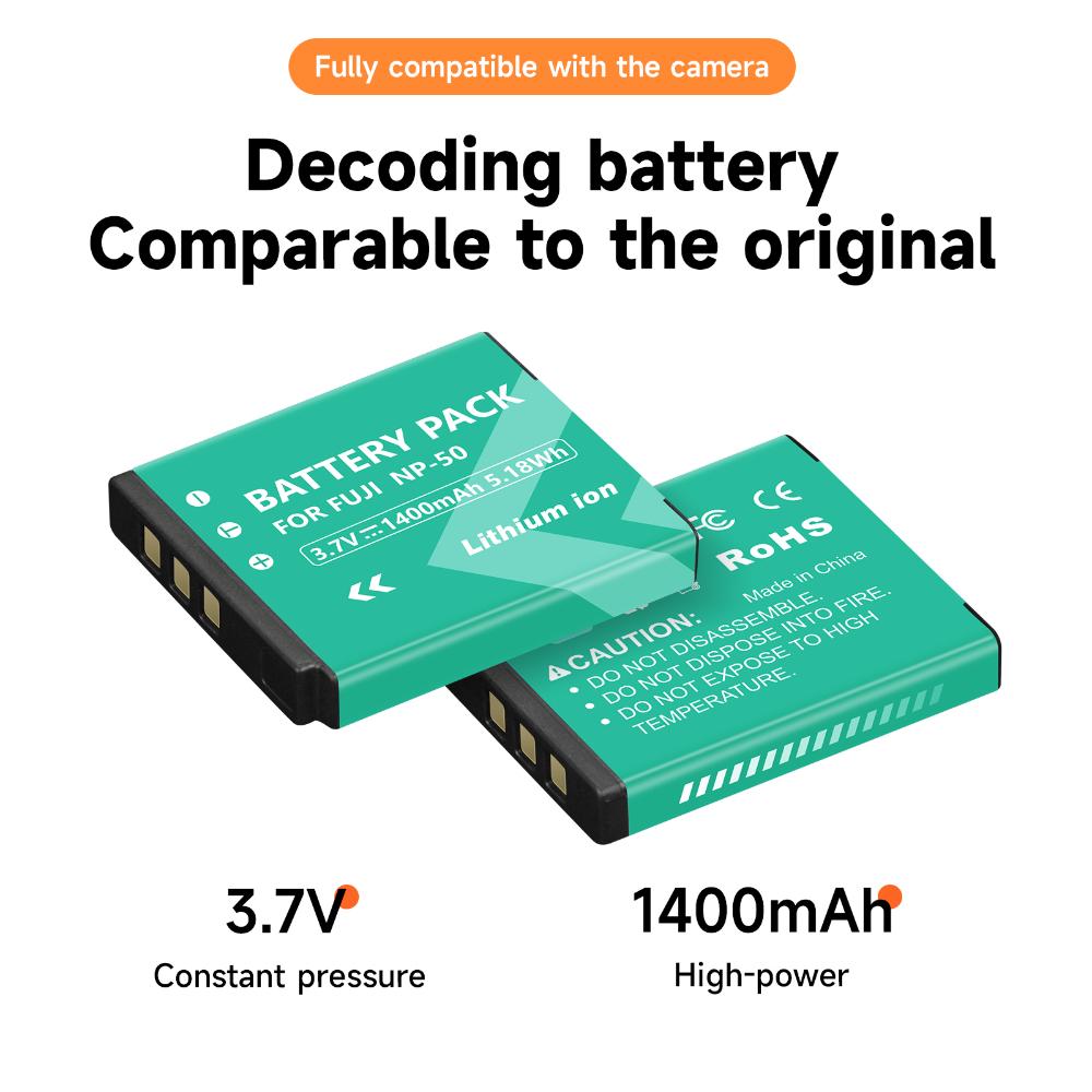 PALO 1400mAh NP-50 NP 50 Kameraakku für Fujifilm FinePix XF1 F200EXR F100fd XP100 XP170 X10 X20 XP200 F70EXR + LED-Ladegerät