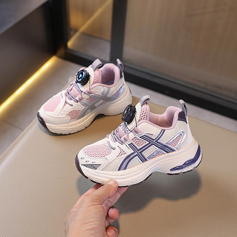 Boys shoes 2025 spring and autumn new children's lightweight rotating buckle dad shoes girls fashion single net breathable running shoes