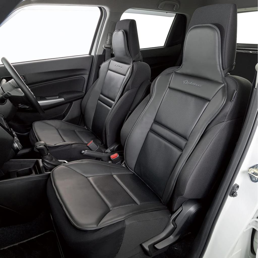 BONFORM Phiten Leather Aqua Titanium Seat Covers for Passenger Single Front Cars, Seat, Black, 4051-91BK