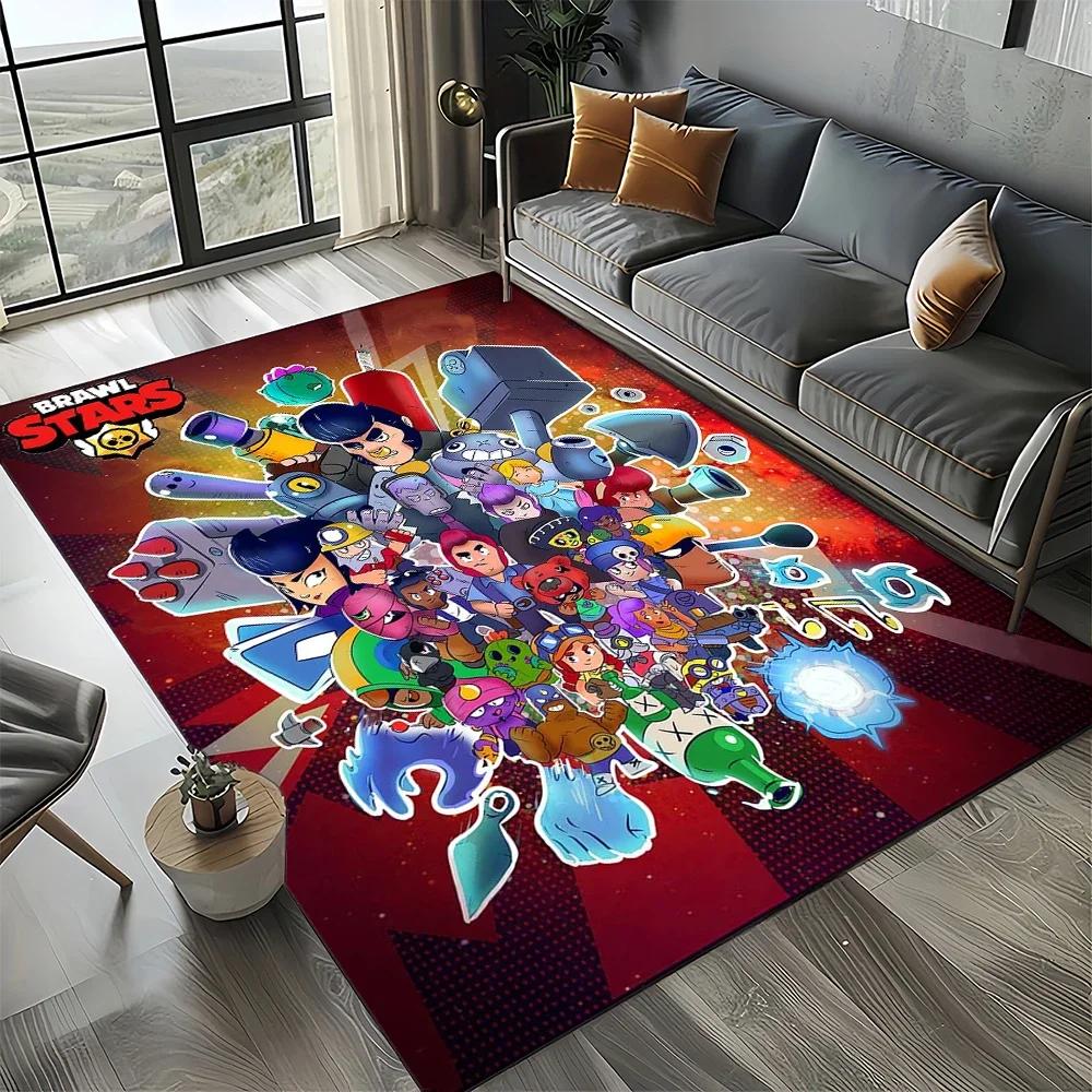 2025 New Style Brawlls Game Cartoon Game Carpet Rug for Living Room Bedroom Home Sofa Decoration,Kids Non-slip Floor Mat